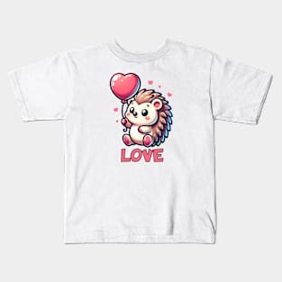 Hedgehog with Balloon - Love Kids T-Shirt